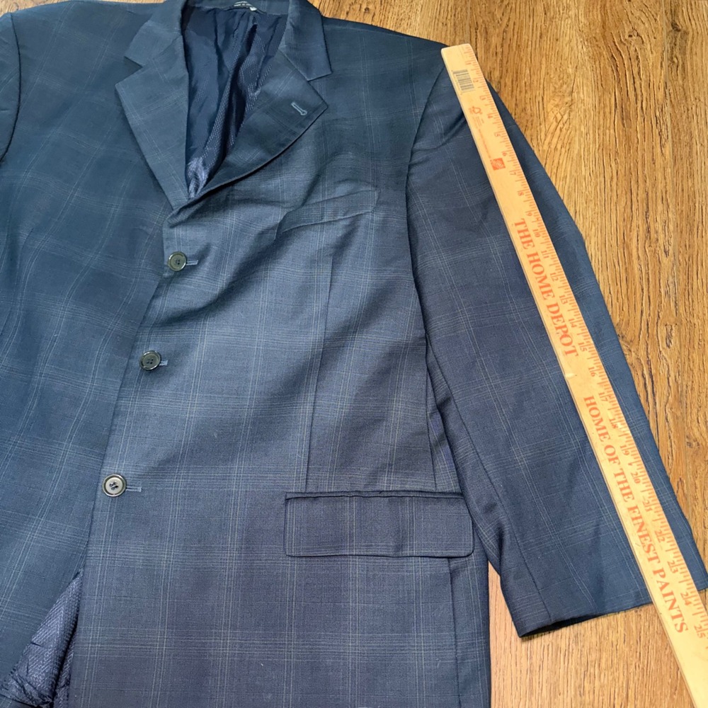 Zanetti Mens 52R Blue Plaid Blazer Angelico Super 130s Wool Sport Coat Italy - Picture 4 of 11